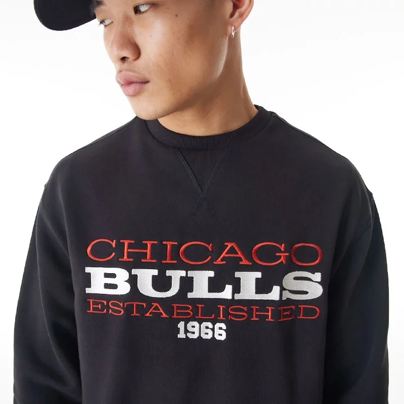 Exclusive discounts on men's fashion – shop today!  Chicago Bulls NBA Lifestyle Black Oversized Crew Neck Sweater