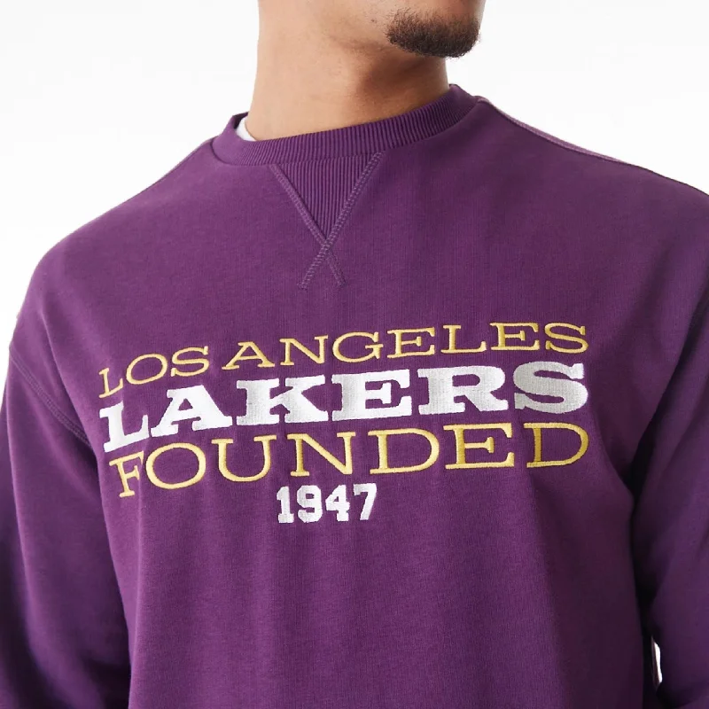 Flash sale on trendy clothing – Limited time offers available online.  LA Lakers NBA Lifestyle Dark Purple Oversized Crew Neck Sweater