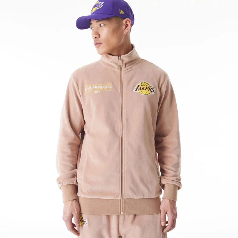 Shop clothing essentials at a fraction of the price –  LA Lakers NBA Lifestyle Velour Beige Track Jacket
