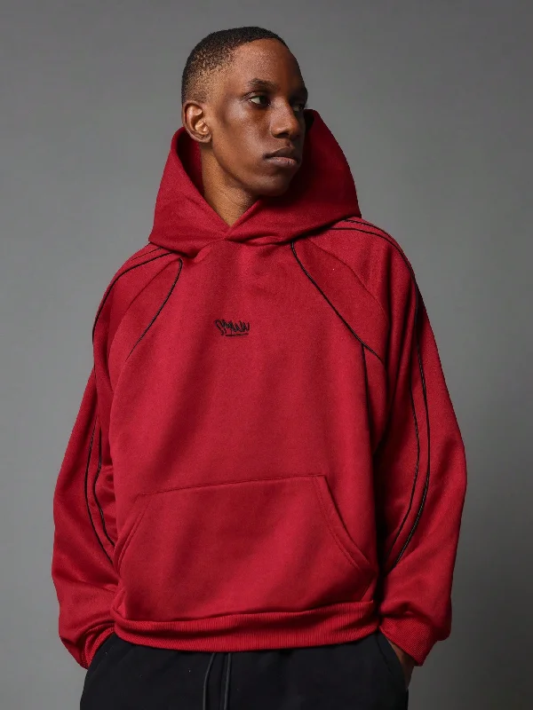 Flash sale: Save big on men's clothing this weekend!  Loose Fit Overhead Hoodie With Piping & Graphic Print
